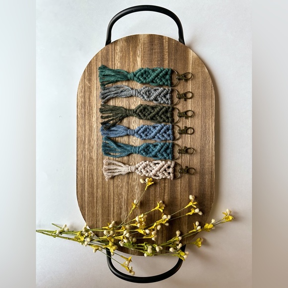 Macrame Tassel Keychain Clip with Keyring - Picture 3 of 7
